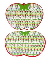 2 Vintage Vinyl Kids Veggie Placemats Tomato Shaped 1980's Glossy 12