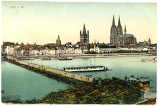 Cologne Germany Cathedral & Pontoon Bridge on Rhine River DB Postcard c1910 picture