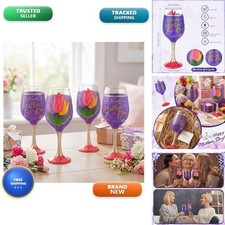 SiliFine 4 Pcs Tulip Party Stemmed Wine Glasses Hand Painted picture