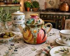 Vintage Italian Pottery Teapot with Lid – Hand Painted – Made in Italy picture