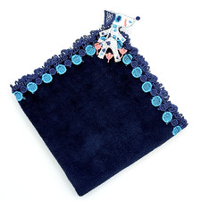 Chikazawa Lace Blue Dal Towel Handkerchief Navy Imabari New Japan picture