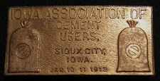 1912 IOWA ASSOCIATION OF CEMENT USERS CONVENTION MEDAL BADGE PIN - SIOUX CITY IA picture