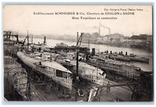 Chalon-s-Saone France Postcard Schneider & Cie Boat Under Construction c1910 picture