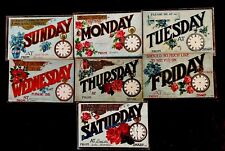 Lot of 7~Days of WEEK~Appointment Greetings~POSTCARDS~Pocket Watches-Clocks~g820 picture