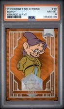 Topps Disney Chrome Disney100 2023 Dopey Orange Wave Refractor /25 PSA 8 picture