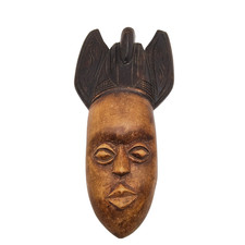 Vintage African Tribal Baule Portrait Mask Hand Carved Wood Wall Art 12.5