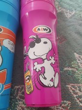 VINTAGE A&W PEANUTS SNOOPY JOE COOL BIG MOUTH PLASTIC CUP LOT (3) picture