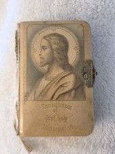 RARE  1904 SMALL ANTIQUE CELLULOID 1ST COMMUNION PRAYER BOOK ( 3 5/8