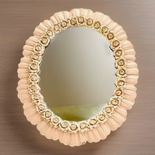 Vintage Collectible Mirror Syroco Victorian Style Pink Roses 1960's Made In USA picture