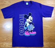 VINTAGE Mickey Mouse T-shirt Men's Medium Purple Adult Velva Sheen Okoboji, Iowa picture