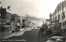 DOWNTOWN SHOPS livingston mt 1950s postcard montana real photo rppc street picture