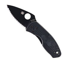 Spyderco Ambitious Folding Knife 8Cr13MoV Drop Point Serrated Black C148SBBK picture
