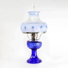 Aladdin Lincoln Drape Oil Lamp, Cobalt Glass Indoor Fuel Lamp with Shade, 24 in picture