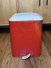 Vintage Magikan Trash Can Aluminum Atomic Era Retro MCM Foot Pedal Bright Red B picture