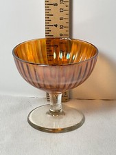 Carnival orange glass custard/dessert stemmed bowl 31/2” picture