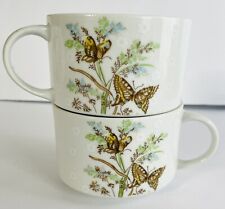 Vintage Butterfly Mug Soup Cups Enesco Low Wide 1975 Butterflies Boho Japan Bevy picture