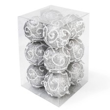 allgala 12 Pack 3 Inch Christmas Tree Ornament Balls-Glitter Foam Large picture