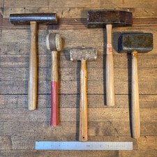 Vintage Cobbler Leather Working Hammer Size Set LOT • Cowhide, Wood, Resin ☆USA picture