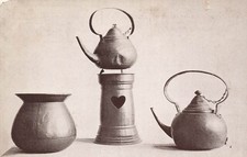 ANTIQUE METAL TEA POTS KOLONIAAL INSTITUTE POSTCARD AMSTERDAM NETHERLANDS 1910s picture