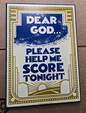 Vtg 7x 10 Risque Adult Humor Wall Plaque Dear God Please Help Me Score Tonight  picture