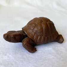 Vintage Handmade Carved Pecan Wood Turtle Collectible Figurine Solid Wood USA picture