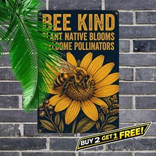 Pollinator Friendly Garden Metal Sign Retro Nature Outdoor Tin Plaque picture