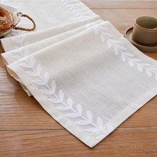 Wracra Embroidered Table Runner, White Table Runners 72 Inches Long White/Cream picture