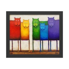 Trademark Fine Art Rainbow Cats 16x20 Black Frame Multi-Color picture