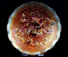 Northwood Iridescent Carnival Glass Marigold Rose Show Antique 9 1/8