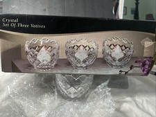 Shannon by Godinger Set Of 3 Crystal Votives 24% Lead Crystal  New In Box picture