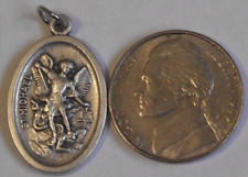 Oval pendant medal Guardian Angel St Saint Michael Archangel killing the devil picture