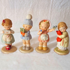 Enesco Memories of Yesterday Lucie Attwell Porcelain Girl Figurines 4pc Set picture