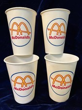Lot of 4, 1960's McDonald's Slash M Logo 7 OZ Wax Paper Cups, New /Old Stock picture