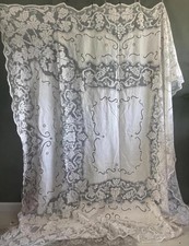 Antique Handmade Filet Lace Tablecloth c1900 picture