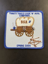 2005 TRINITY TRAILS DISTRICT Cook-n-Hurl Camporee PATCH BSA DP Longhorn S5.4 picture