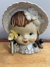 VTG, Ceramic, Head Bust, Girl, Wall Picket/Shelf Sitter. Ceramic picture