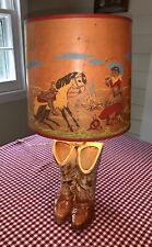 McCoy Cowboy Boots Table Lamp 10.5” VINTAGE with Original Shade WORKS picture