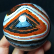 RARE 279G 57mm Natural Polished Silk Banded Lace Agate Ball Madagascar C1259 picture