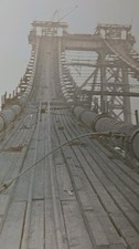 BUILDING OF THE WILLIAMSBURG BRIDGE CIRCA 1900 VINTAGE AND ORIGINAL CLOSEUP VIEW picture