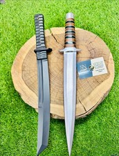 2pcs-Custom Handmade D2 Steel Hunting Tanto & Toothpick Dagger With Sheath picture