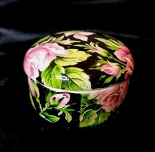 Vtg Delicate Floral Crownford Giftware Bone China Lidded Pill Ring Box England picture