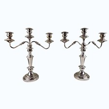 Pr Vtg Silverplate 3‑Light Candelabra Gorham Silver Co Convertible Elegant Decor picture