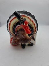 VTG HTF Relpo Anthropomorphic  Turkey Planter Hand Painted MCM Thanksgiving C932 picture