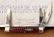 Case Large Stockman 1965-69 6375 Pocket Knife w/ Jigged Red Bone Handle picture