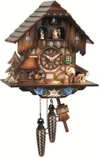 ISDD Quartz Cuckoo Clock with Musik Black Forest house with moving wood chopper picture