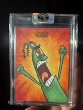 Topps 2025 Chrome SpongeBob 25th Anniversary Plankton 1/1 Sketch Auto picture
