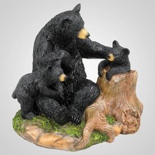 Lipco Polystone Bear Family On Tree Stump Figurine, 3.75-inch Length, (63355) picture