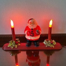 Vintage Royal Electric Santa Claus Candolier 2-Light Christmas Centerpiece Red picture