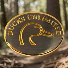 RARE VTG DUCKS UNLIMITED GOLD & SILVER MONEY CLIP 2 TONE METAL HUNTING MALLARD picture