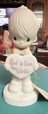 Enesco Precious Moments God Is Love Valentine Boy Heart Figurine Boxed 5 in 1981 picture